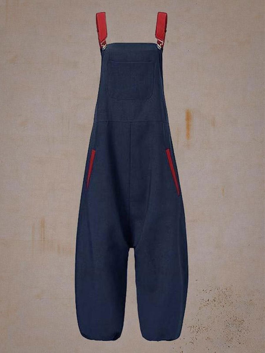 Blue & Green Pocket Harem Jumpsuit