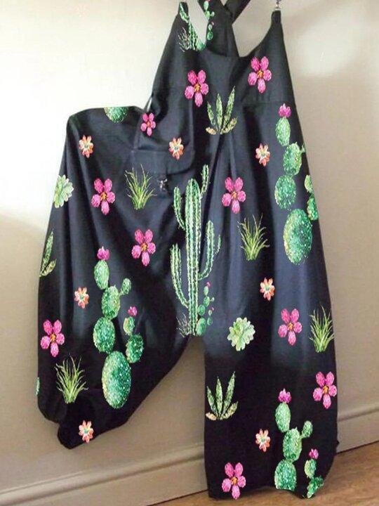 Sleeveless Cactus Retro Jumpsuit